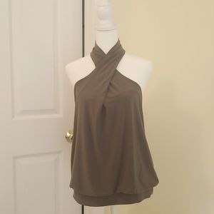 25% off Express olive green halter top Sz M